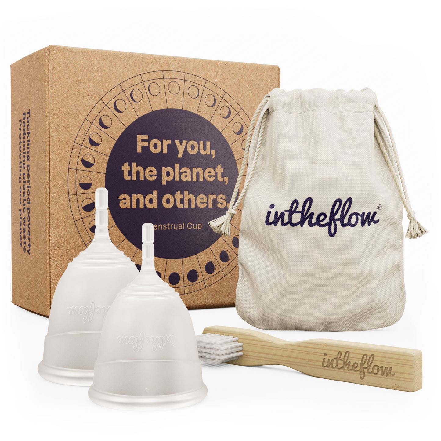 Intheflow Menstrual Cups, Twin pack. For light and heavy flows